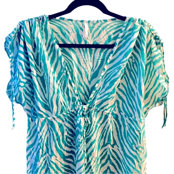 ViX Paula Hermanny Aqua Zebra Print Tunic Cover Up Size Large NWOT - Picture 10 of 10